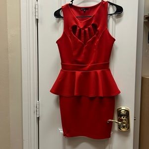 Red heart cutout dress